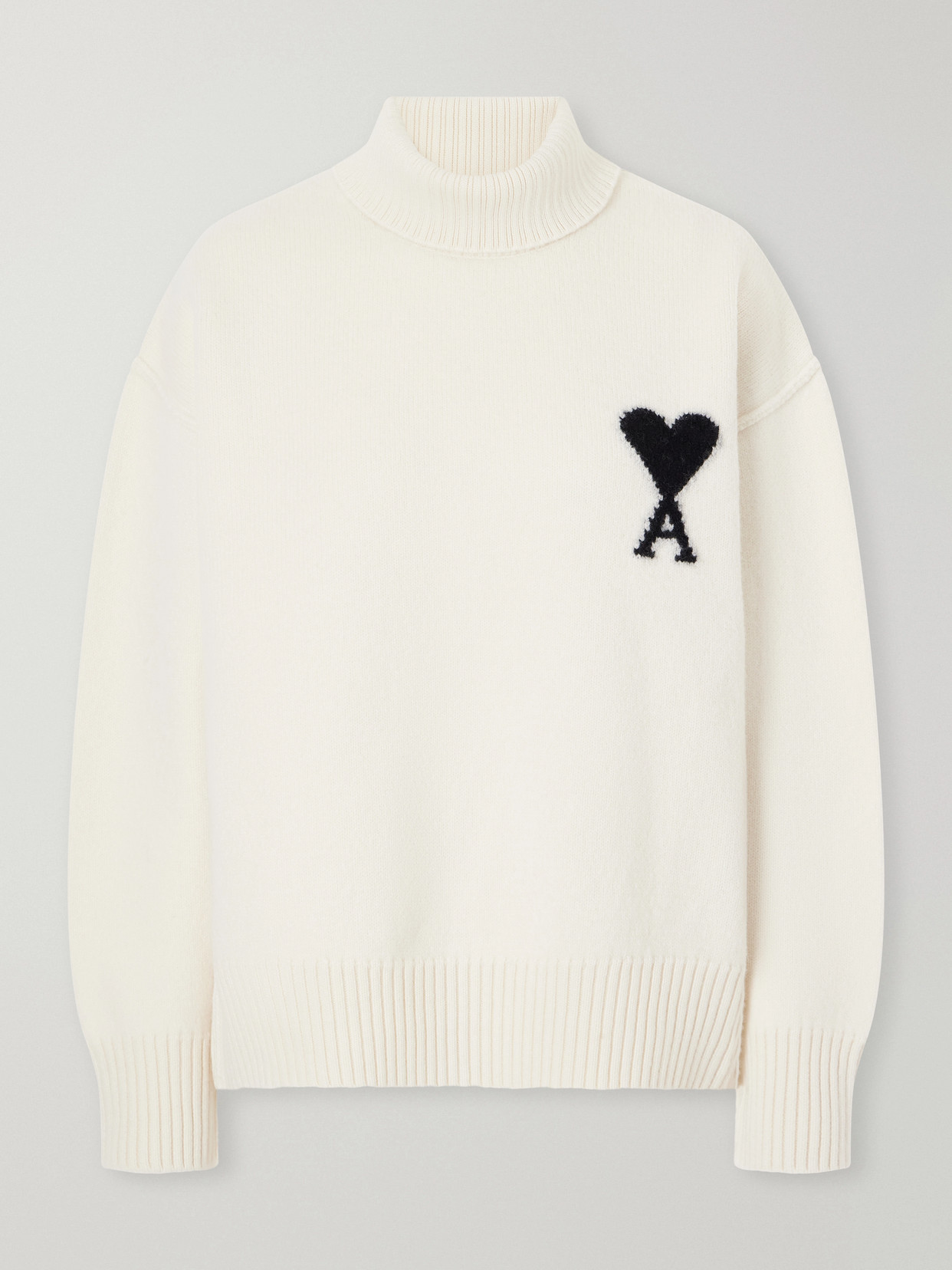Oversized Logo-Intarsia Wool Turtleneck Sweater