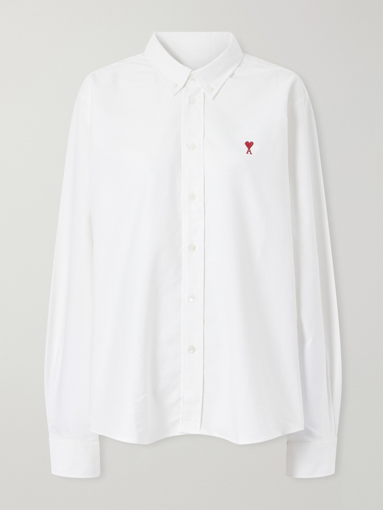 Ami Alexandre Mattiussi Adc Embroidered Cotton Oxford Shirt In White