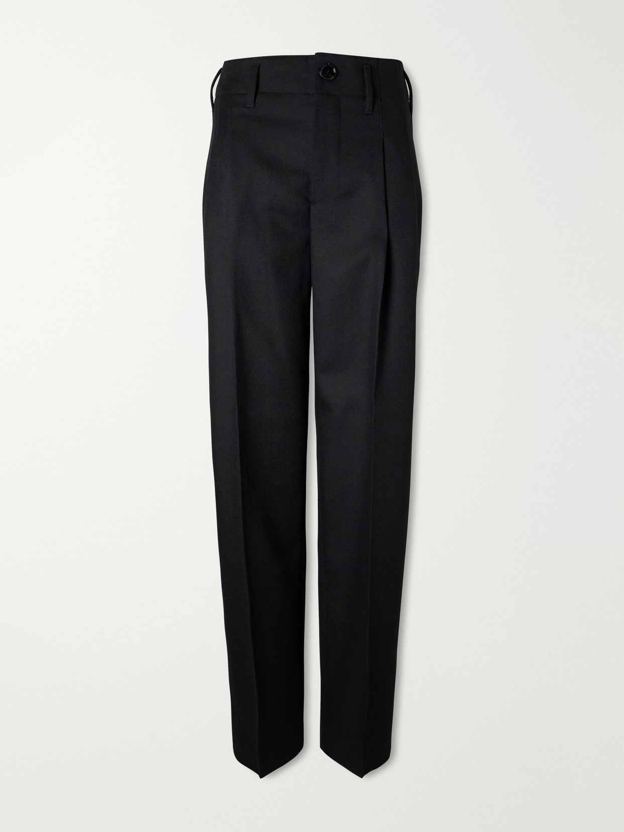 Ami Alexandre Mattiussi Pleated Wool-gabardine Wide-leg Pants In Black