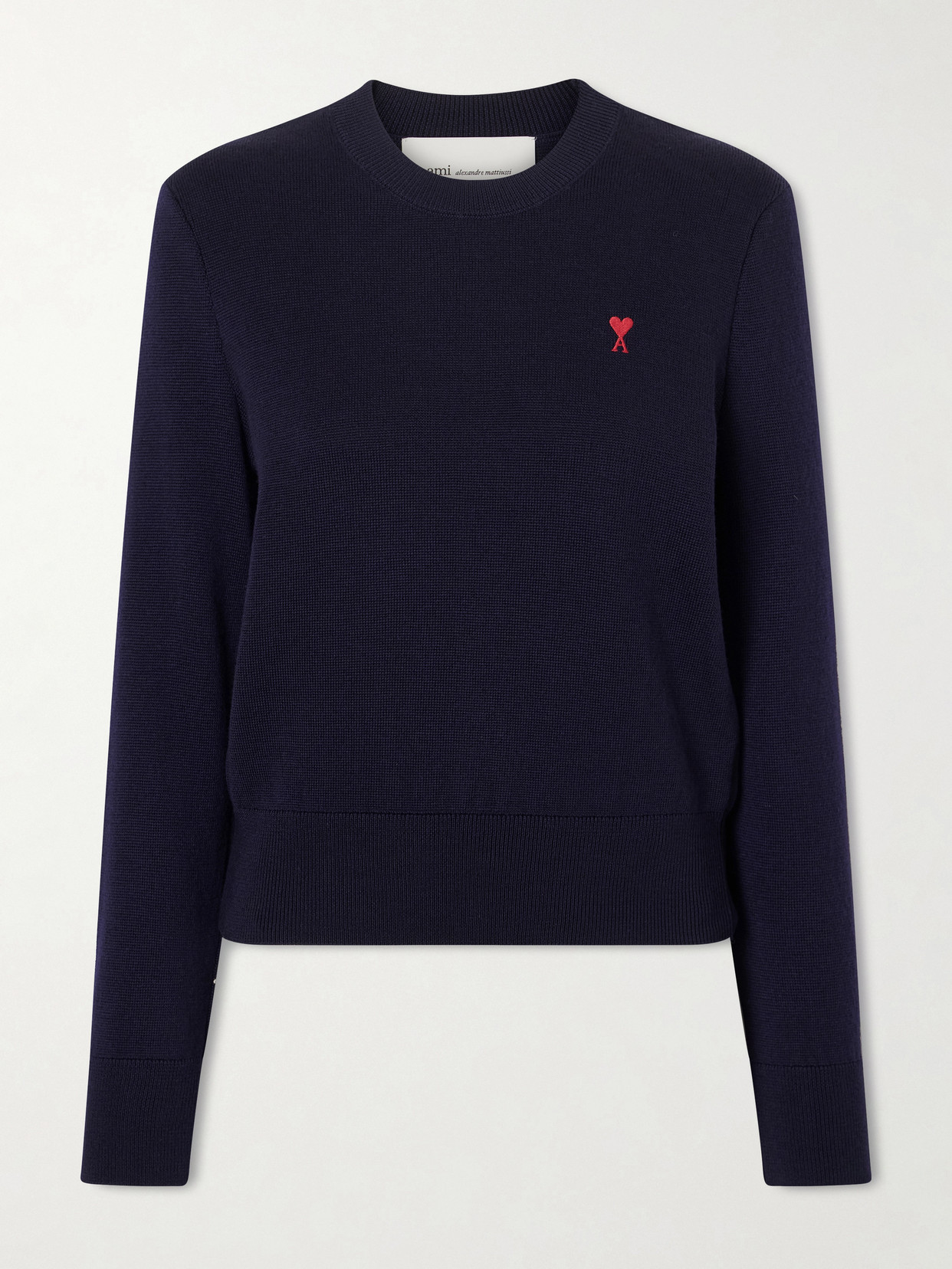 Ami Alexandre Mattiussi Adc Embroidered Merino Wool Sweater In Blue