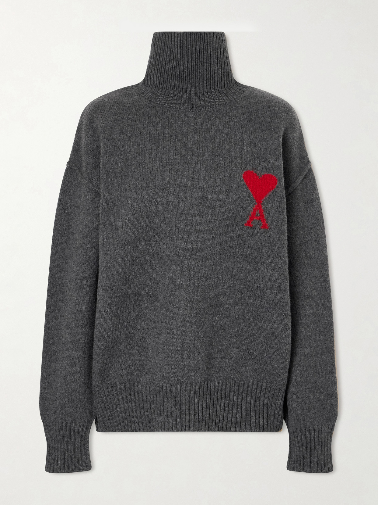 Ami Alexandre Mattiussi Oversized Intarsia Wool Turtleneck Sweater In Gray