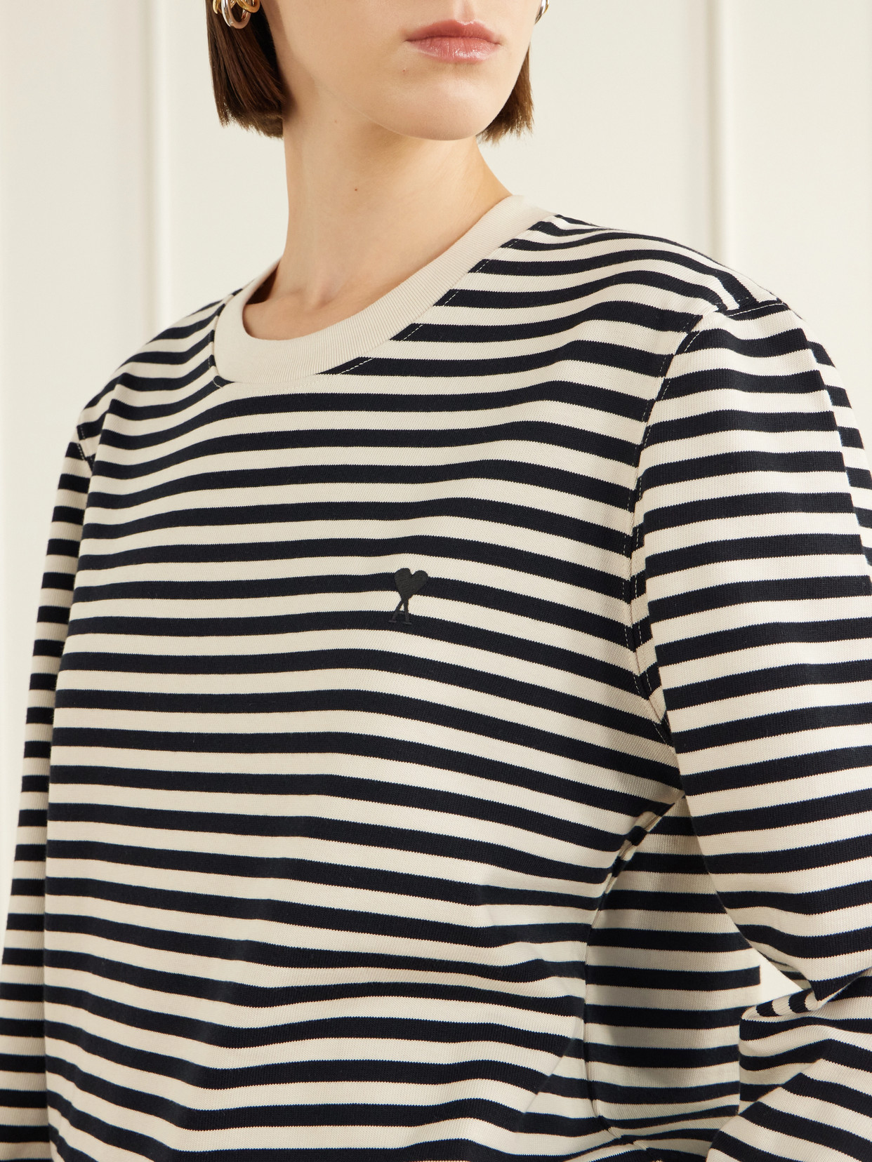 Logo-Embroidered Striped Cotton-Jersey T-Shirt