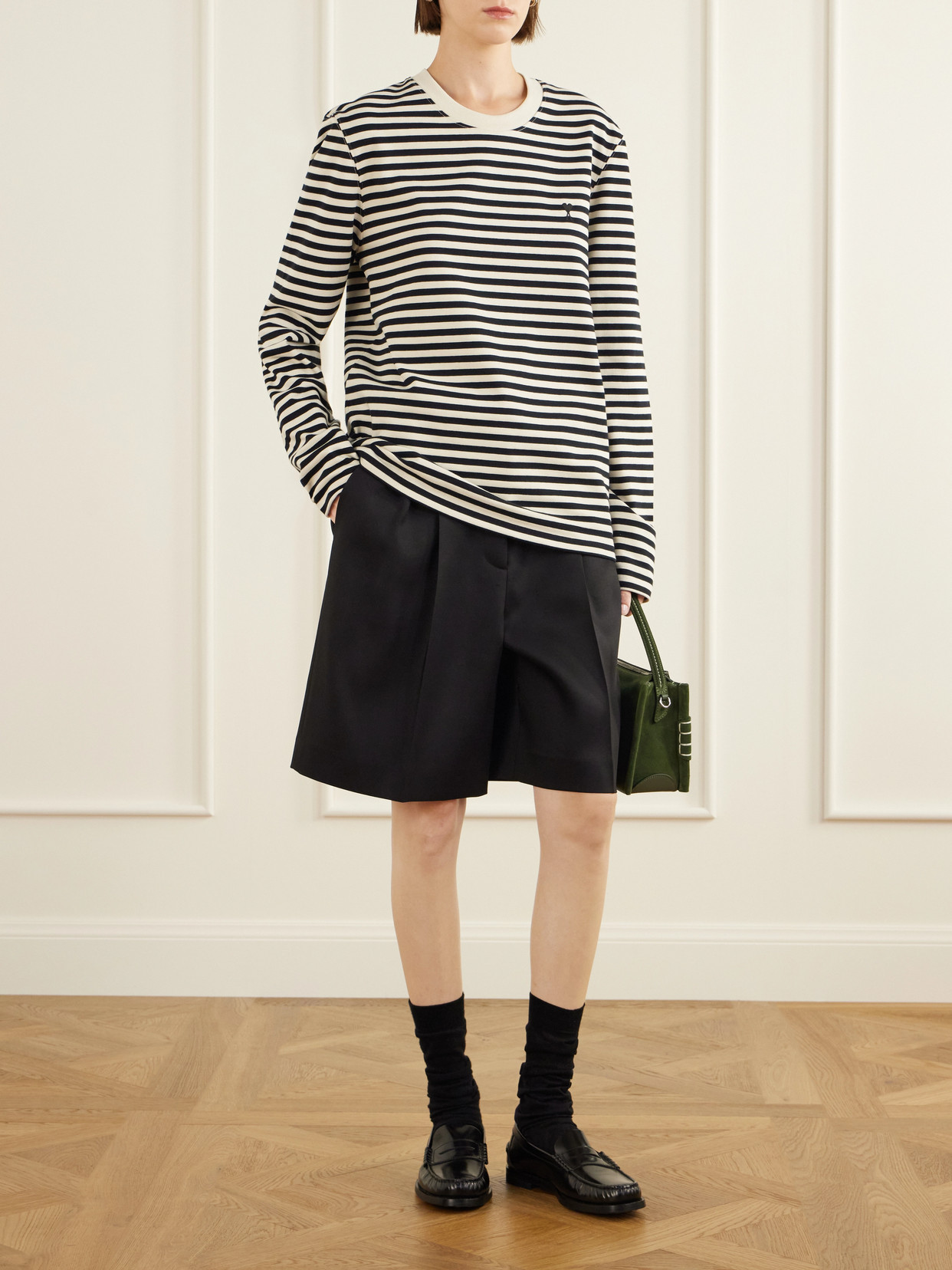 Logo-Embroidered Striped Cotton-Jersey T-Shirt