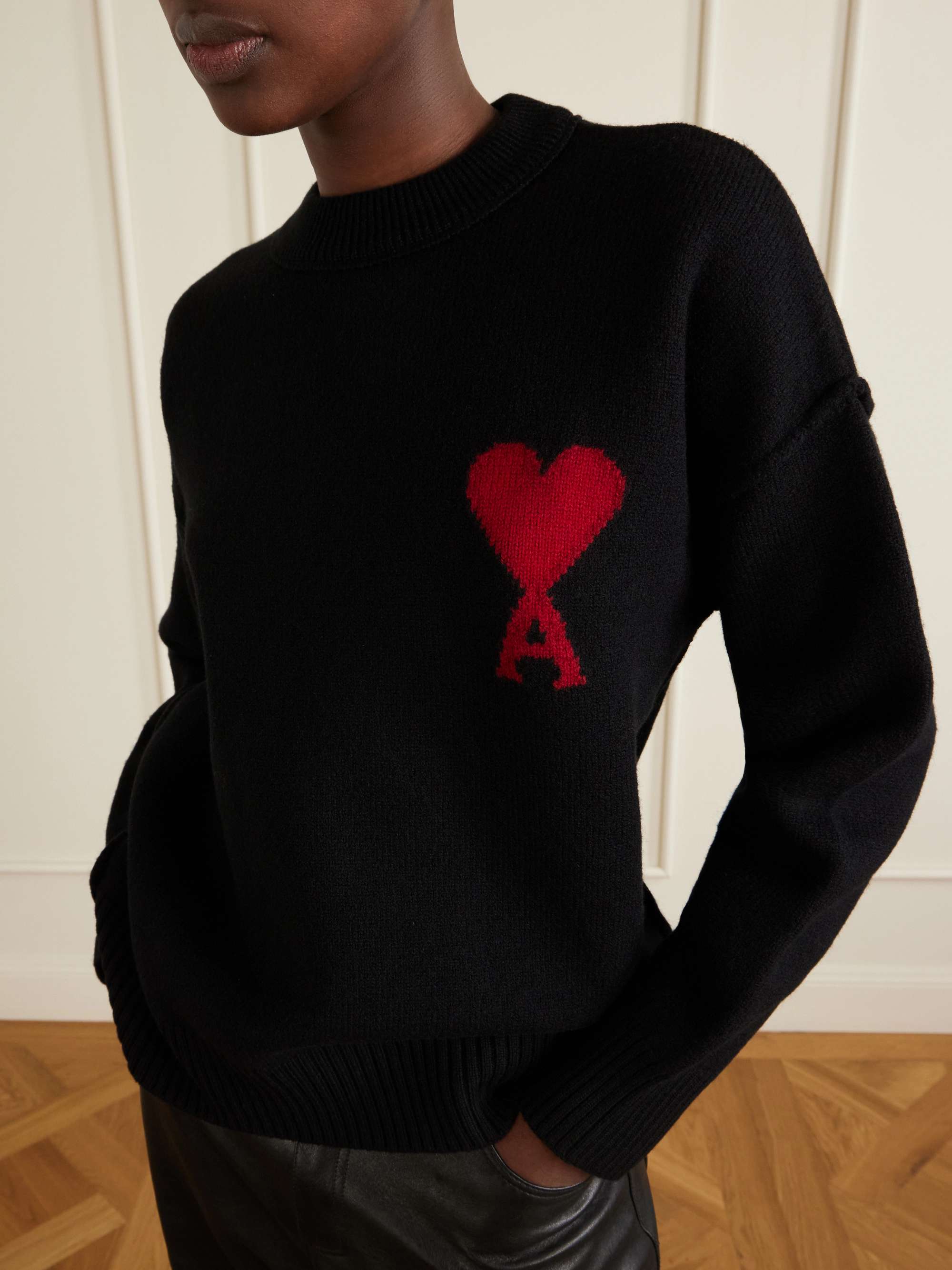 AMI PARIS Intarsia wool sweater | NET-A-PORTER