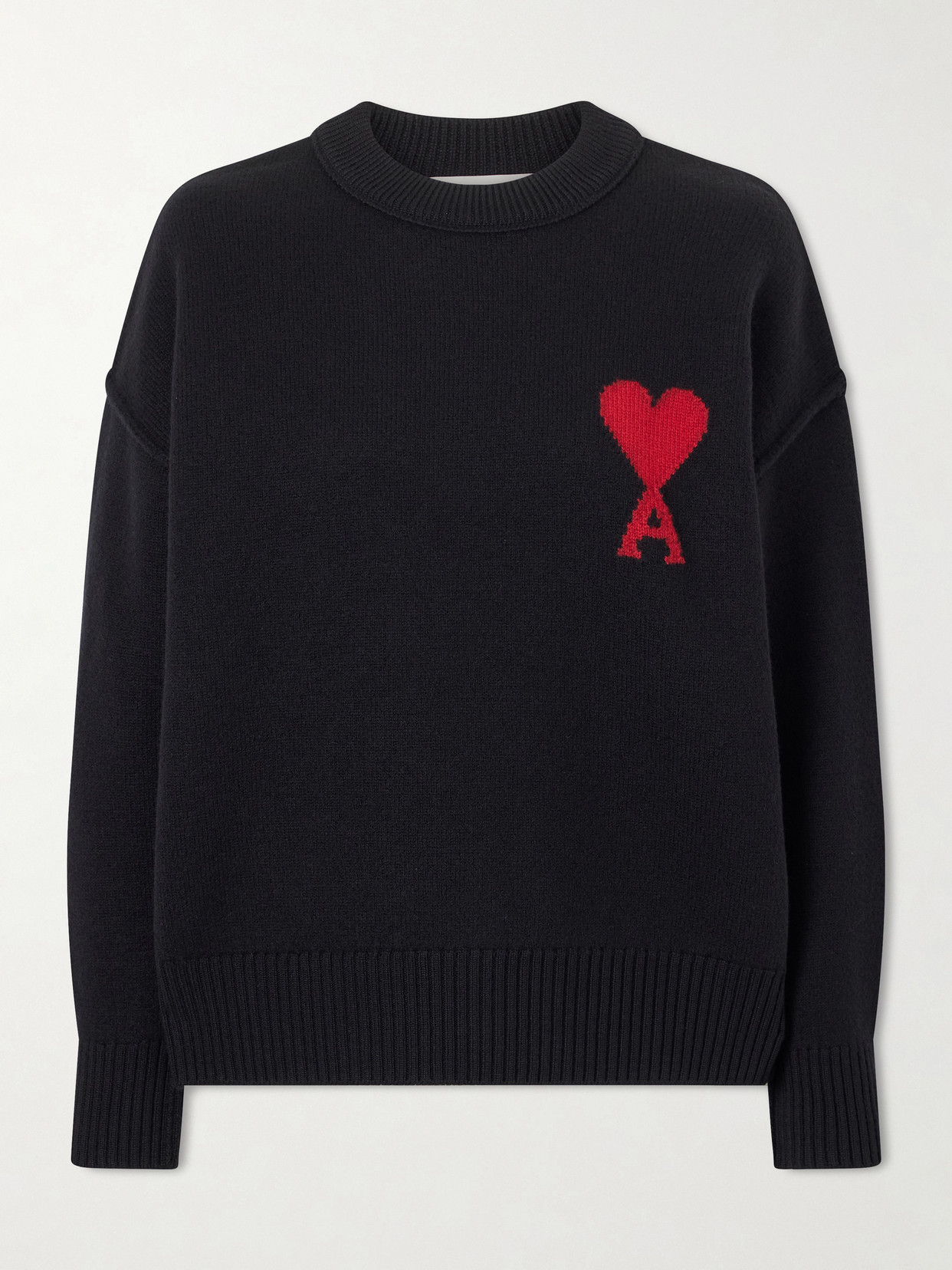 Ami Alexandre Mattiussi Intarsia Wool Sweater In Black