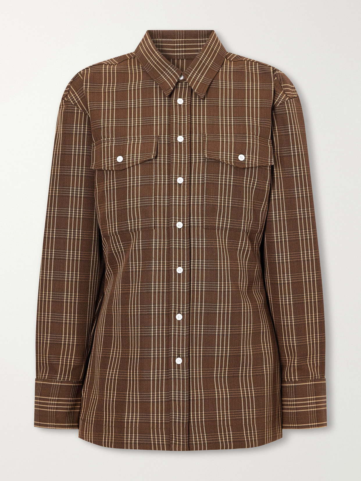 Belt-Detailed Checked Shirt