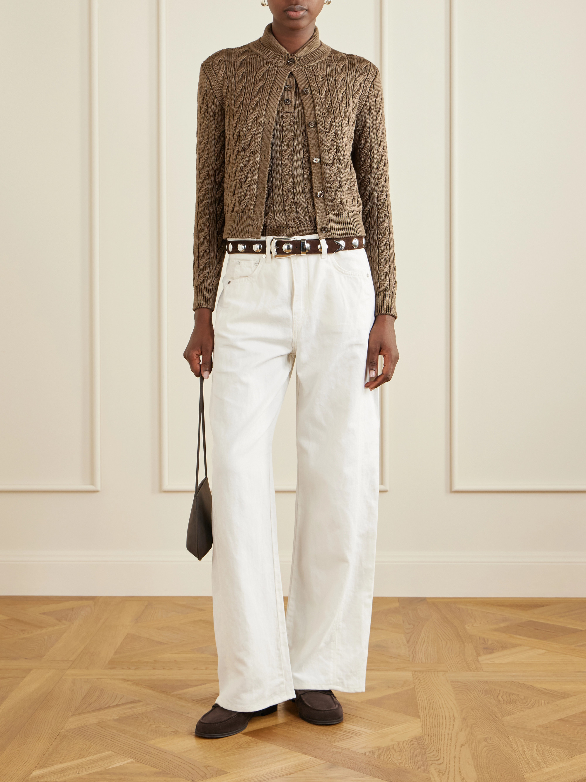 Ralph Lauren Collection Cable-knit stretch-silk halterneck polo vest