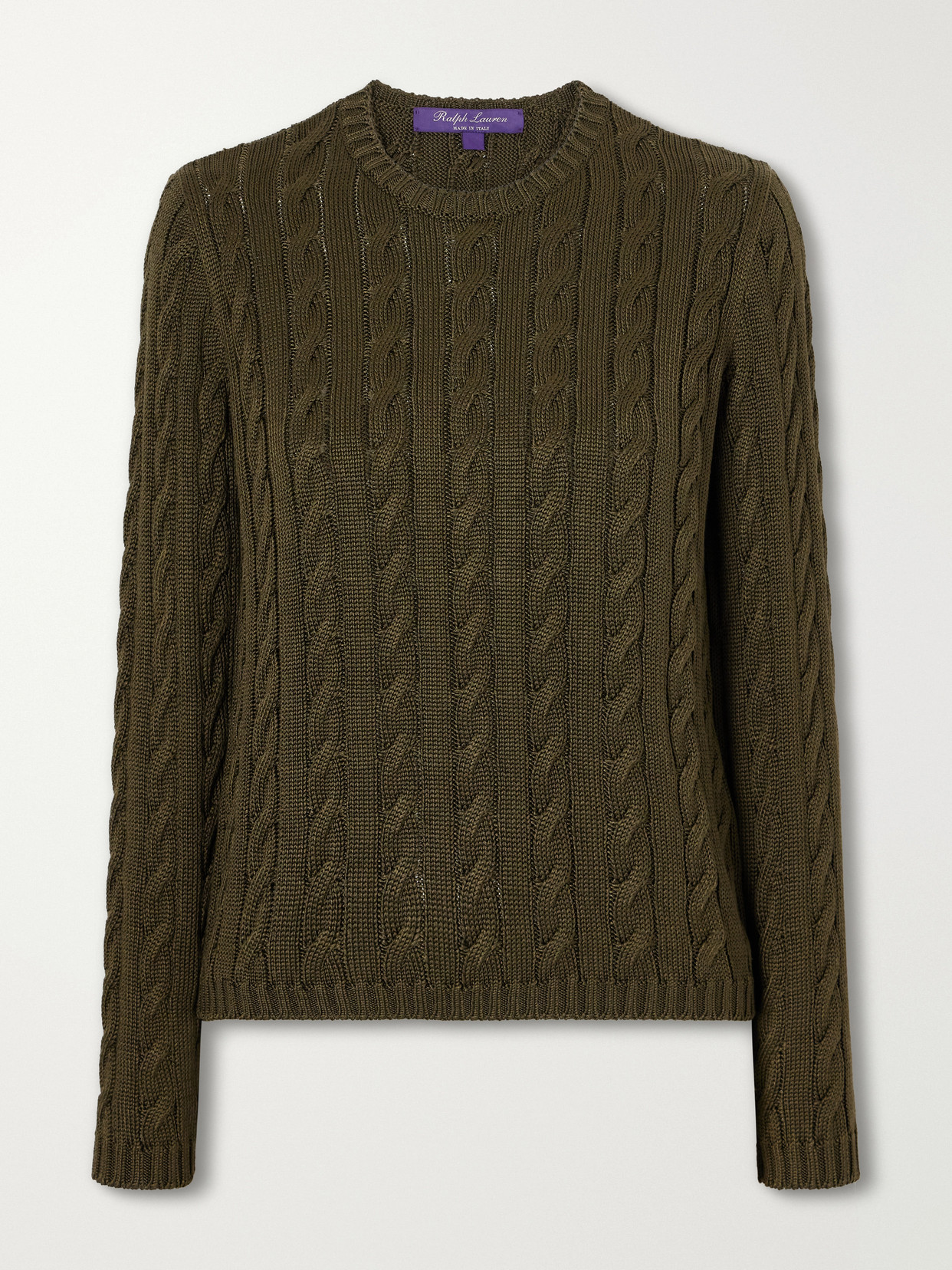 Ralph Lauren Cable-knit Silk-blend Sweater In Green