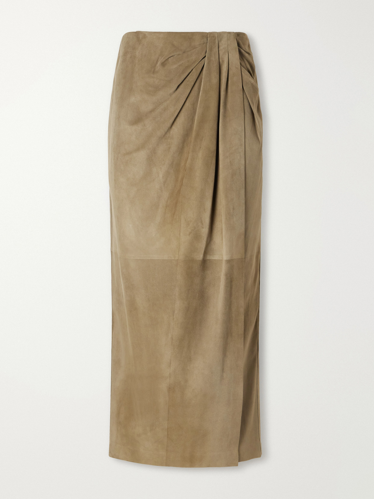 Ralph Lauren Teegan Suede Midi Skirt In Green