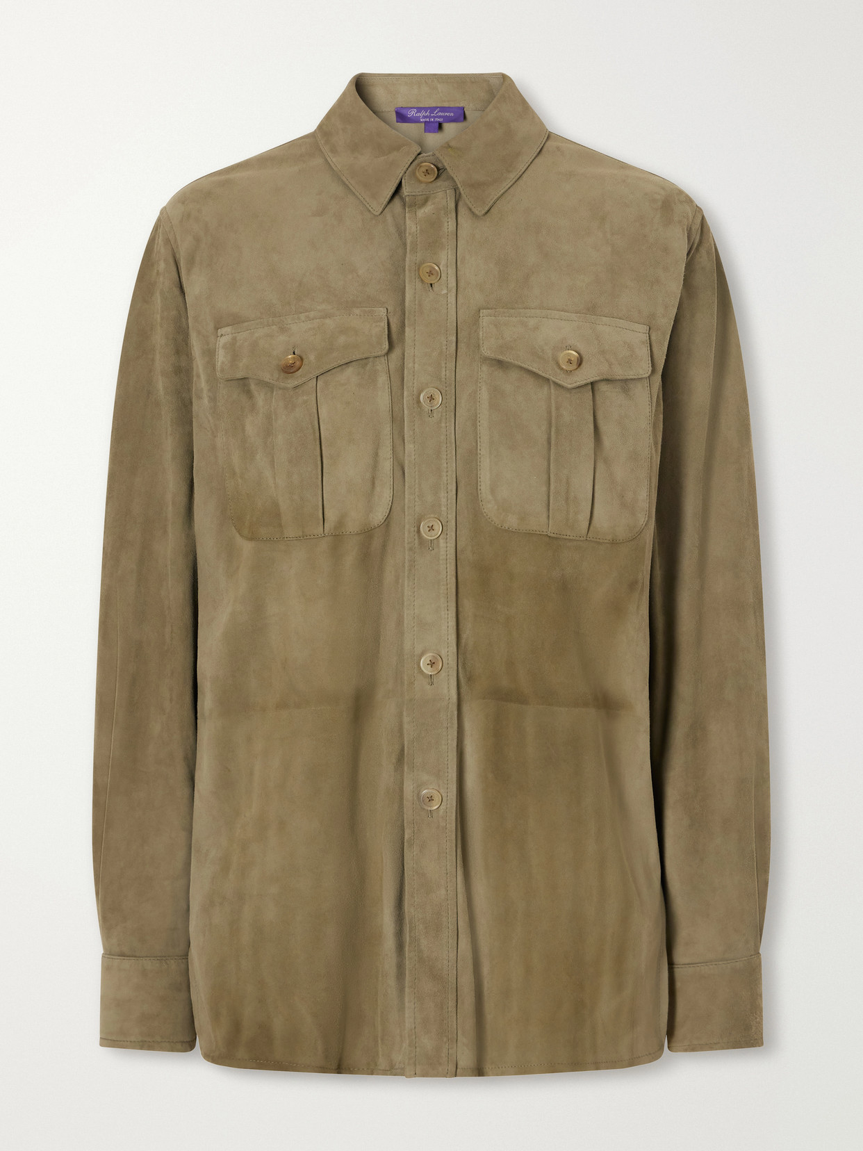 Ralph Lauren Landry Suede Shirt In Green