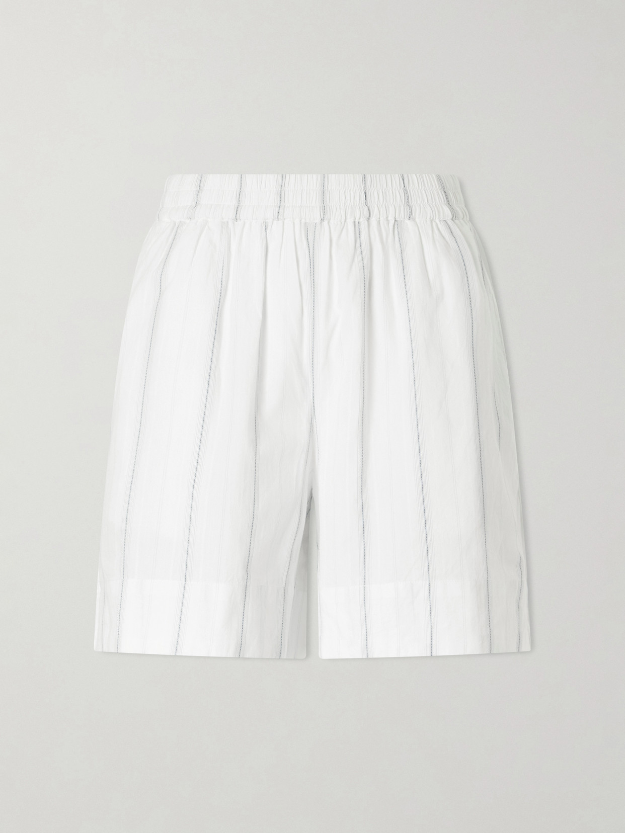 Skall Vetiver Striped Organic Cotton Shorts In White