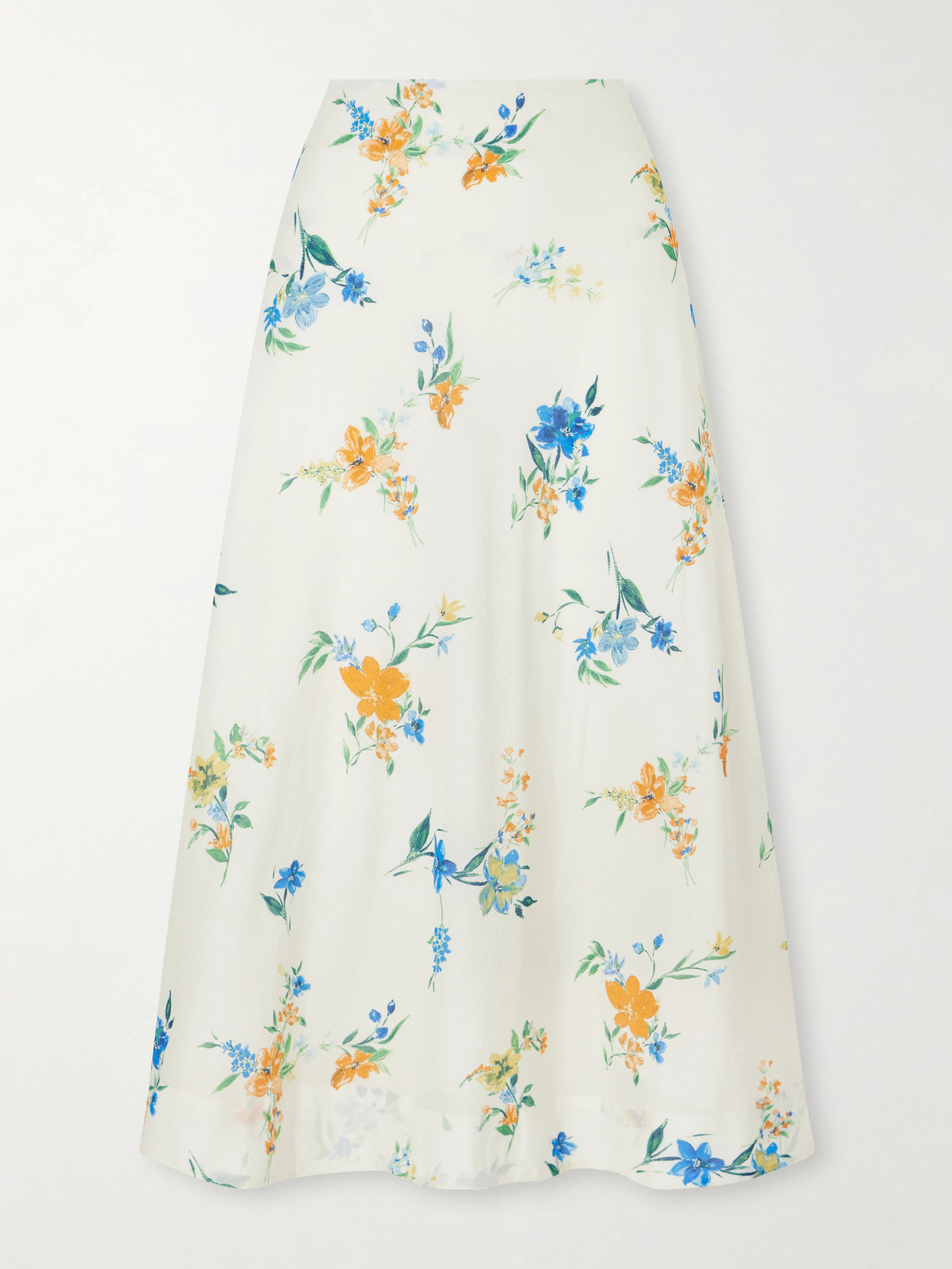 Skall Mila Floral-print Organic Cotton Midi Skirt In Neutral