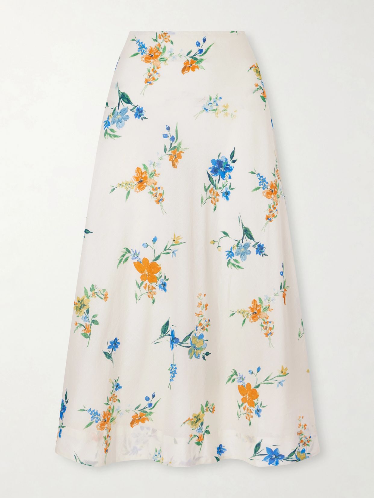 Mila floral-print organic cotton midi skirt