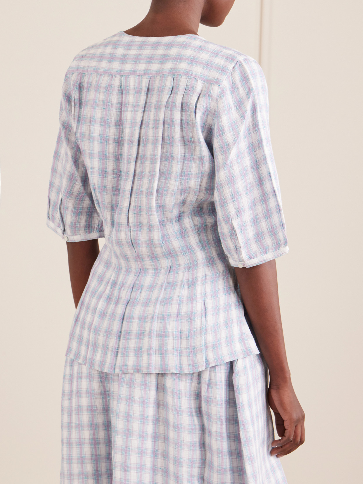 Elvira Pleated Checked Shirt