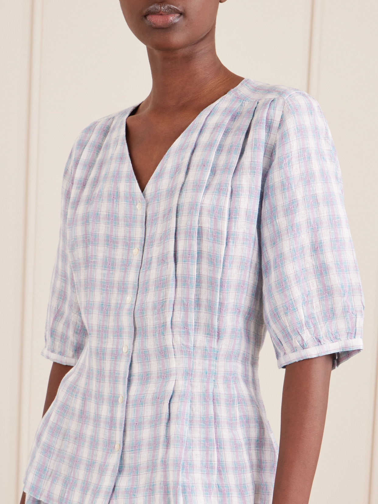Elvira Pleated Checked Shirt