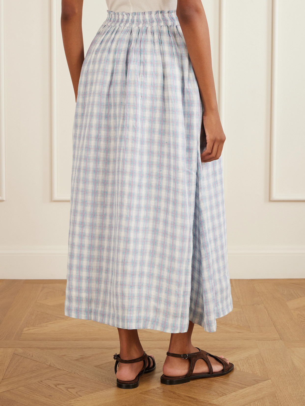 Pleated Checked Midi