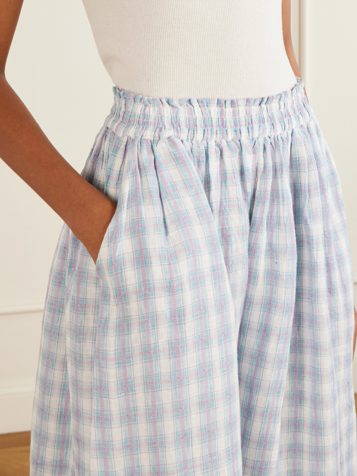 Pleated Checked Midi