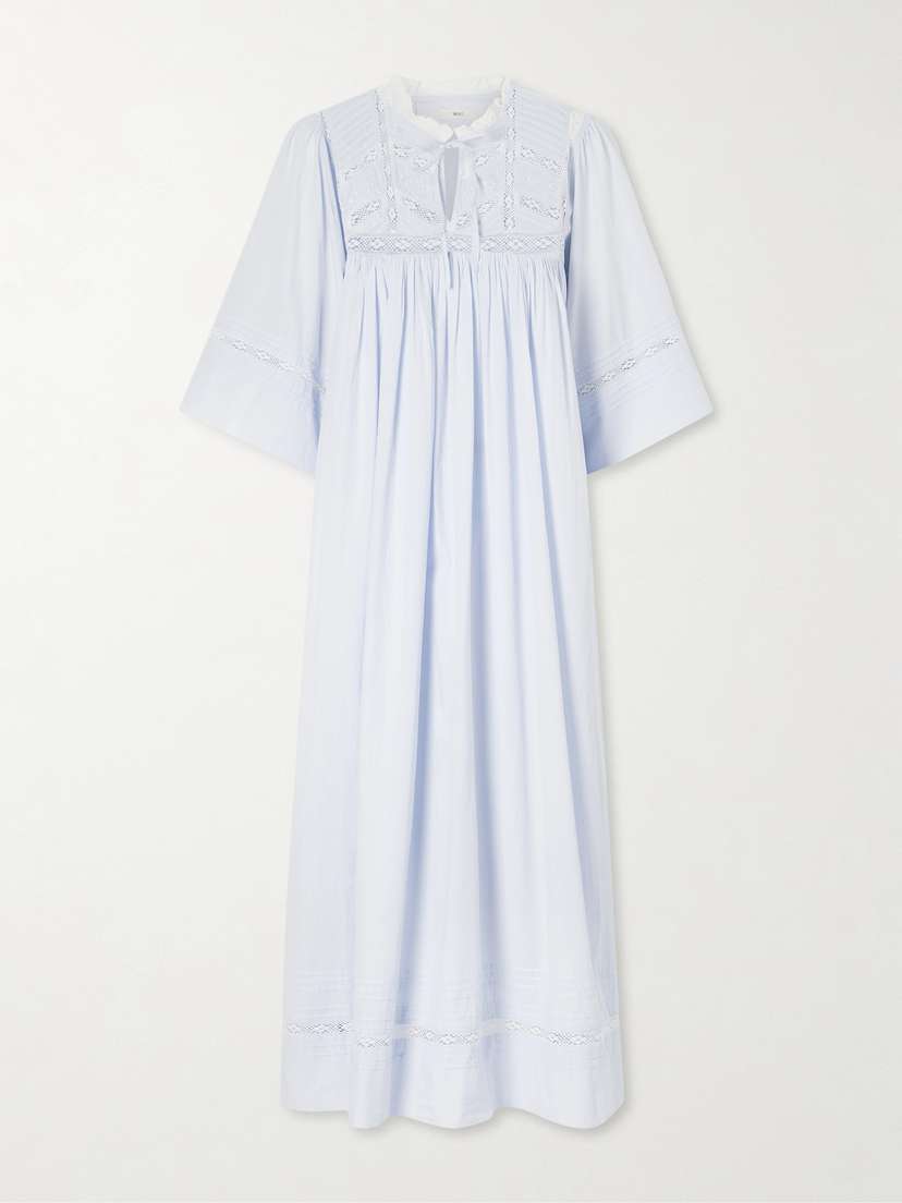 SKALL Magnolia Lace-trimmed Organic Cotton Midi Dress