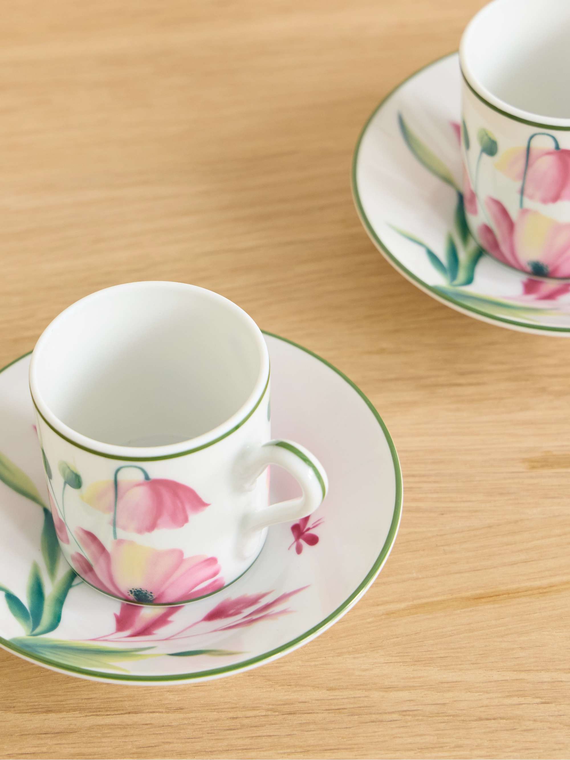 GINORI 1735 Set of 2 Floreanza porcelain coffee cups with saucers