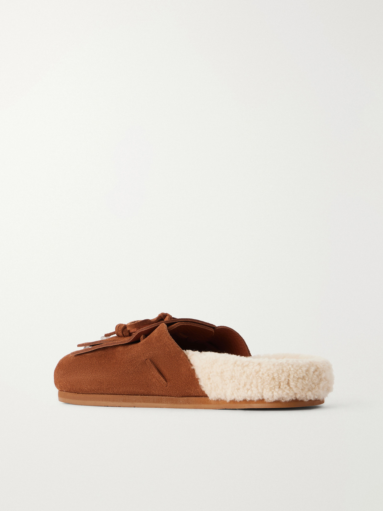 Vasilitsa Tassel-Detailed Shearling-Trimmed Suede Slip-Ons