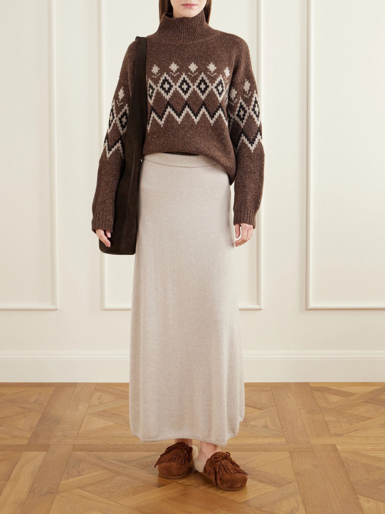 Vasilitsa Tassel-Detailed Shearling-Trimmed Suede Slip-Ons