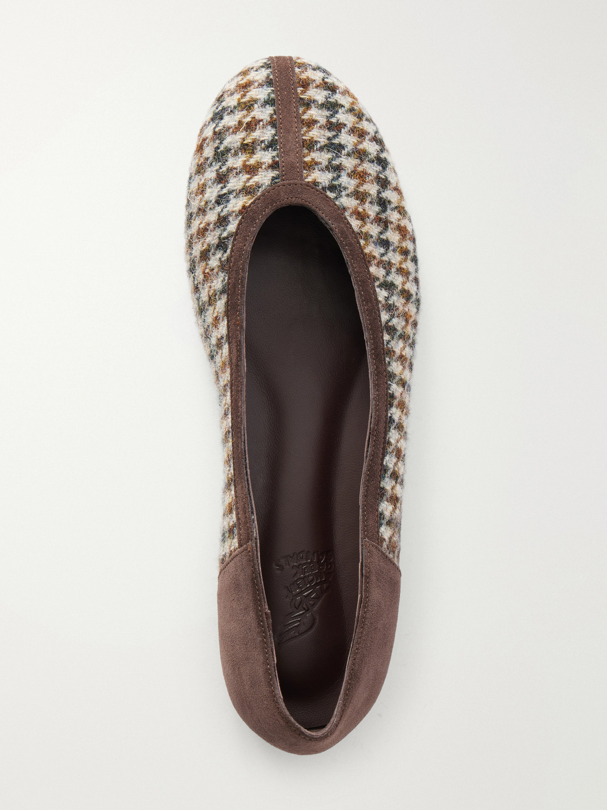 Aeropi Suede-Trimmed Houndstooth Tweed Ballet Flats