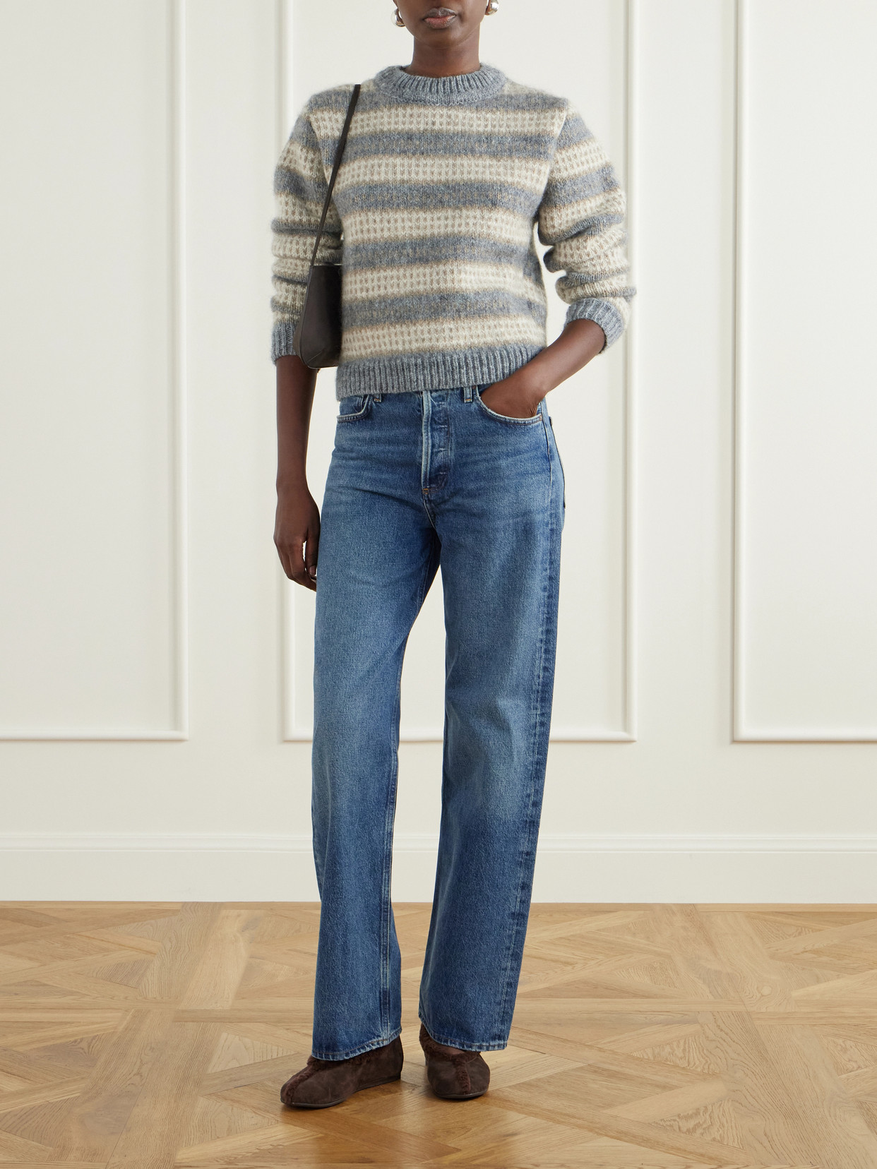Aeropi Shearling-Trimmed Ballet Flats