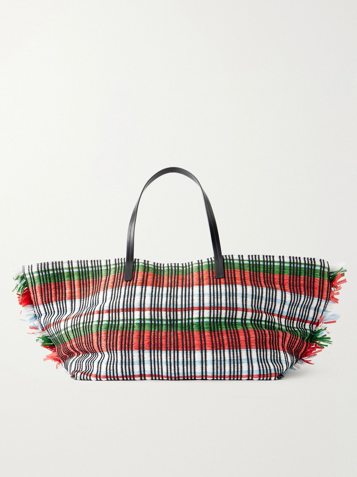 Da Adolfo Christos raffia checked fringed tote