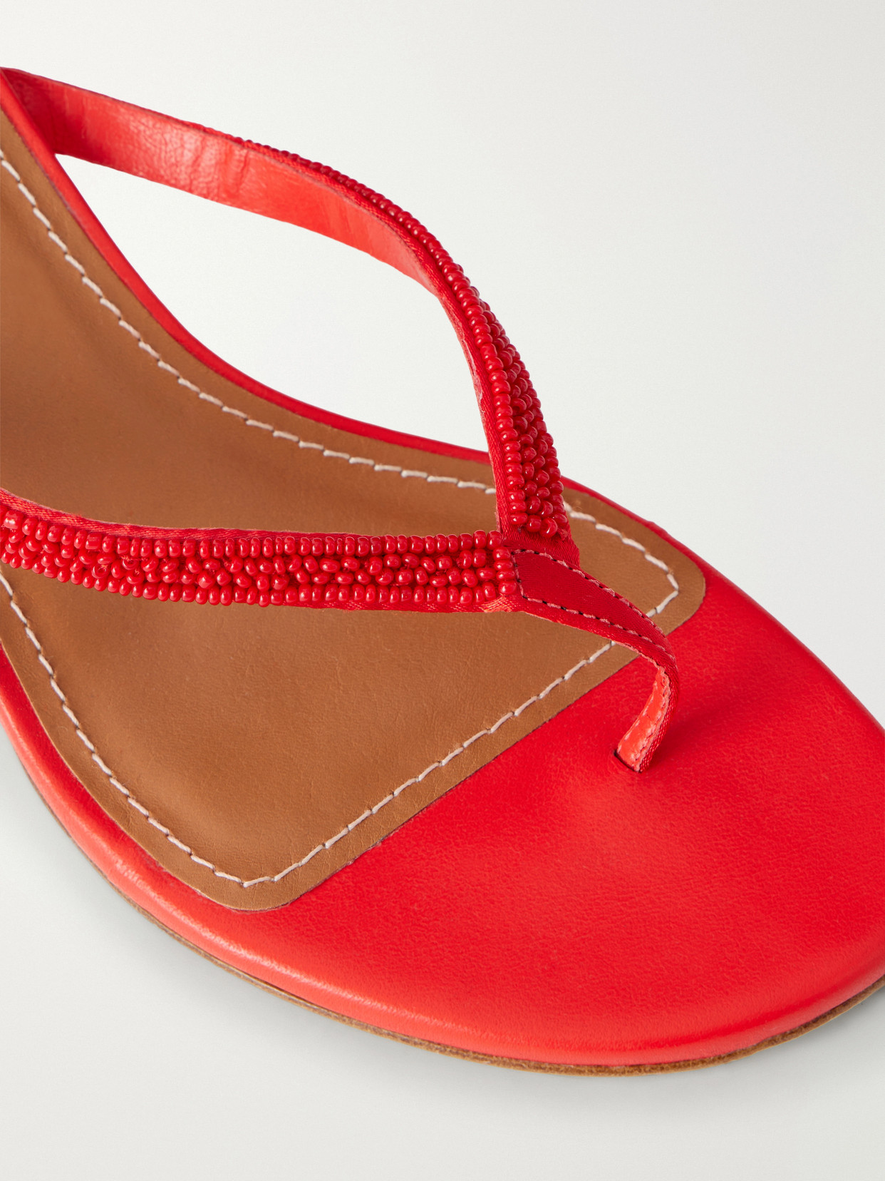 Freja Embellished Leather Thong Sandals