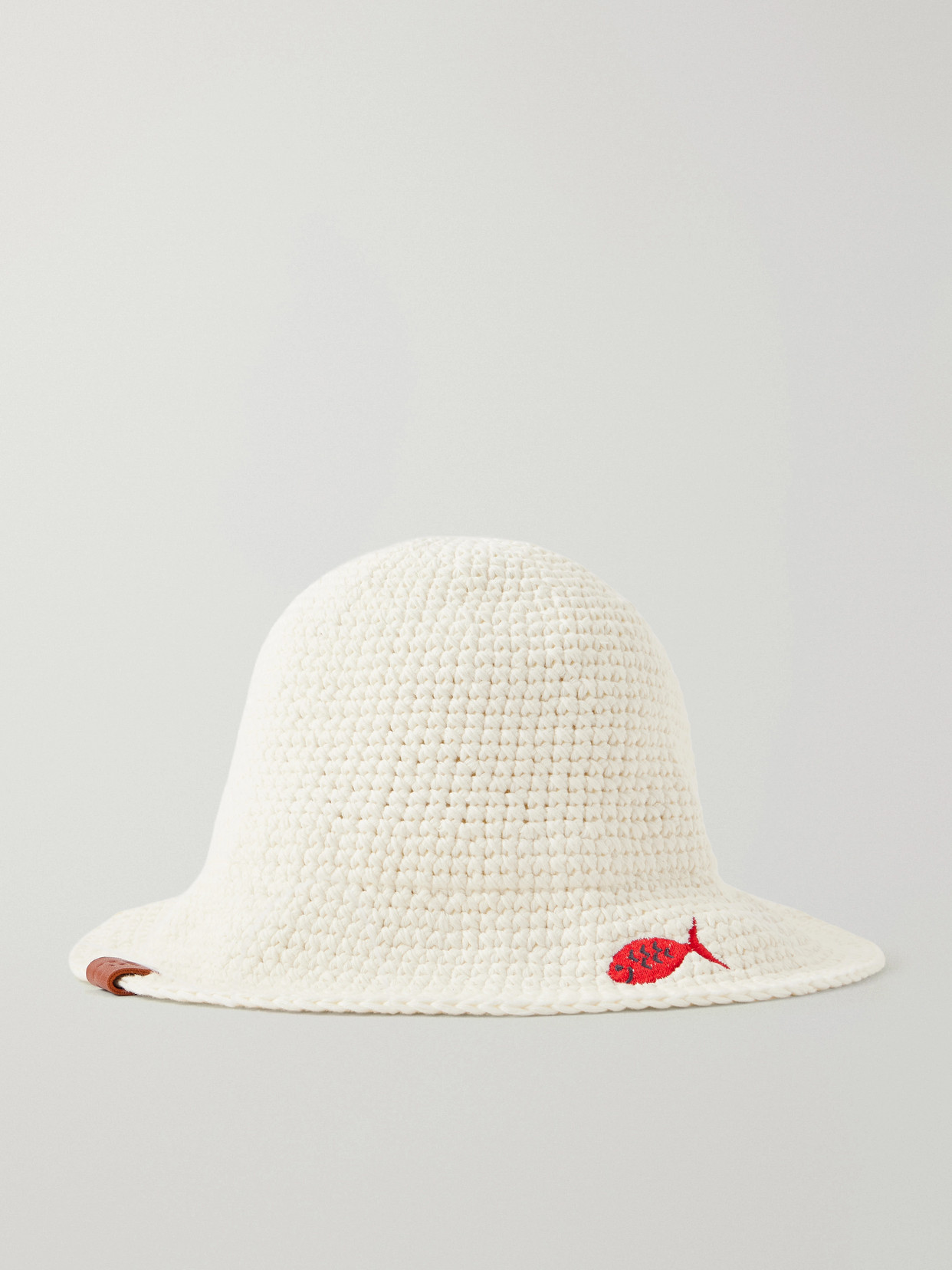 Staud + Da Adolfo Meyers Crocheted Logo-embroidered Cotton Hat In Orange