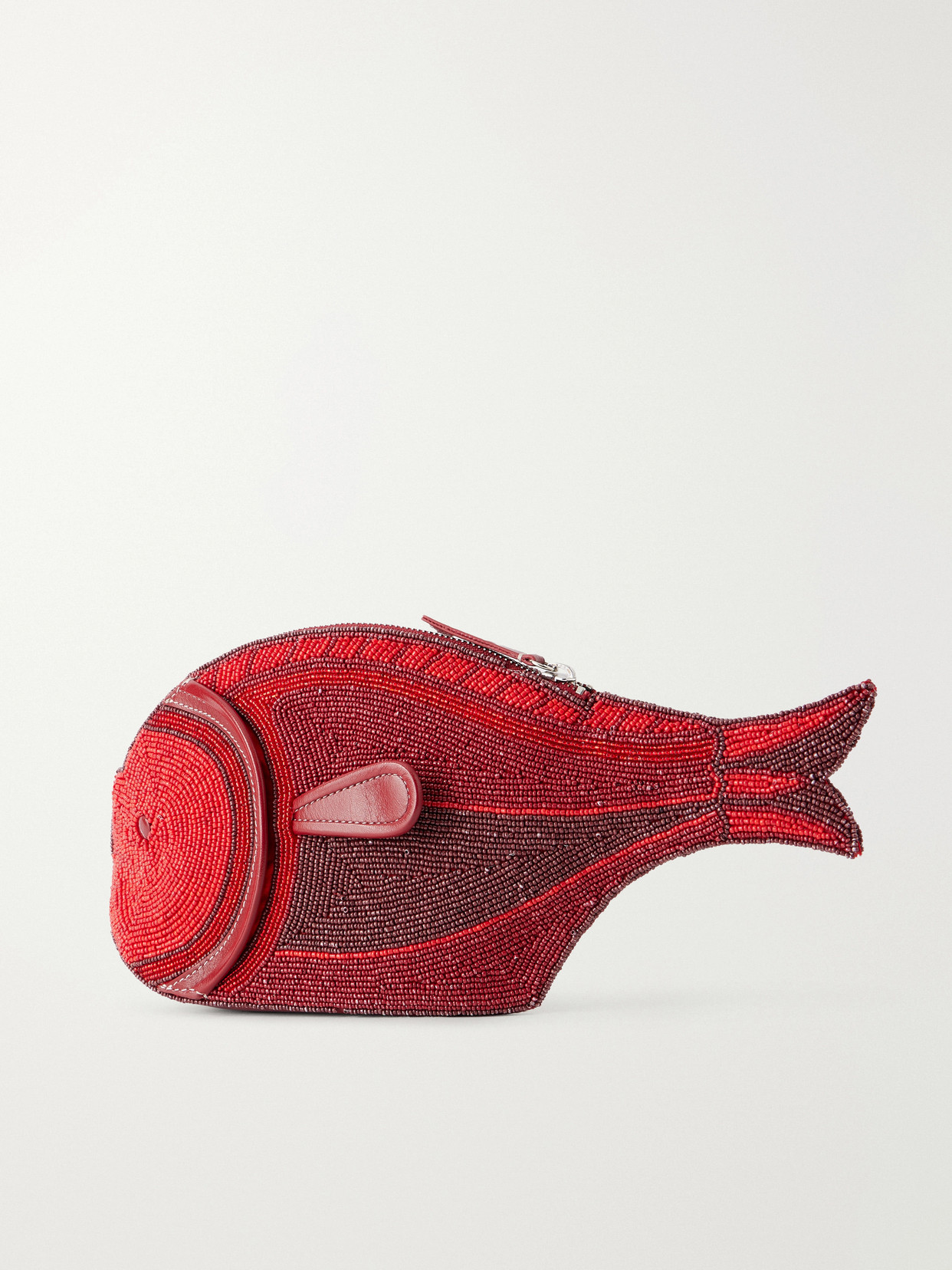 Staud Beaded Fish-shaped Clutch Bag In Red