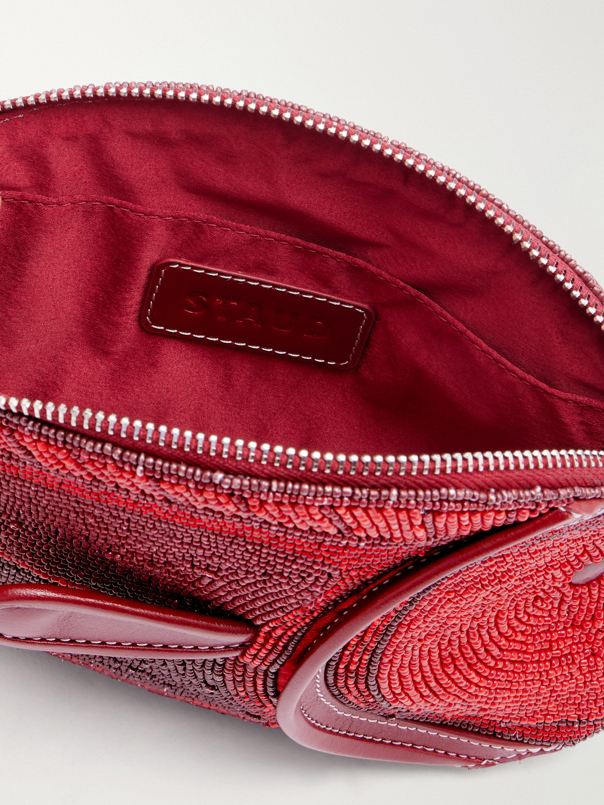 Staud Beaded Fish-shaped Clutch Bag In Red