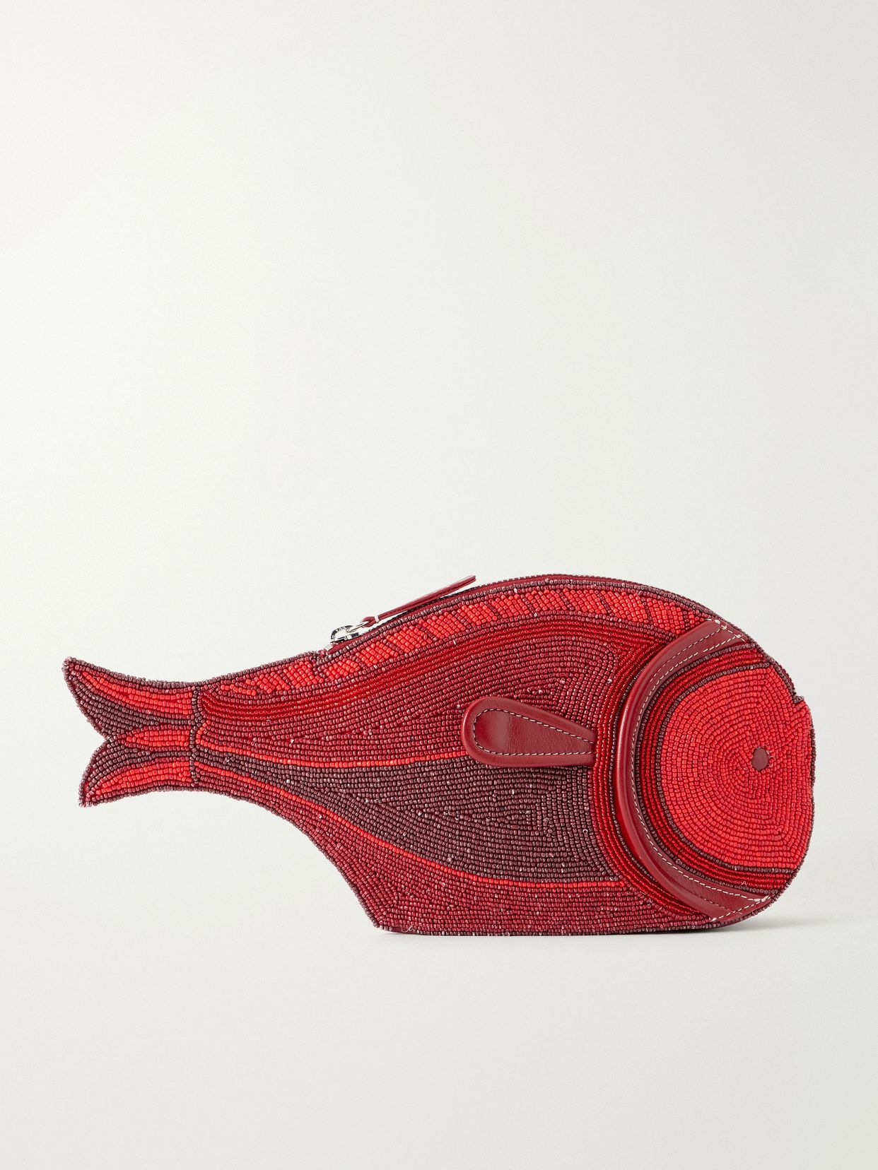 Pesce beaded leather clutch