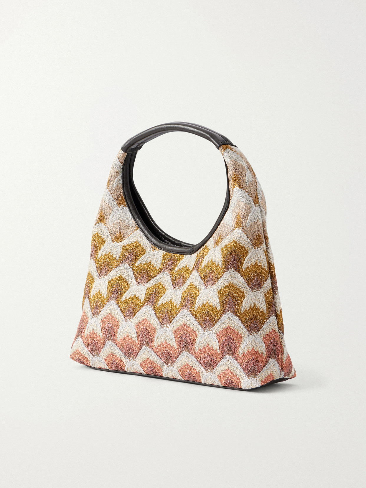 Hobo Leather-Trimmed Metallic Crochet-Knit Tote