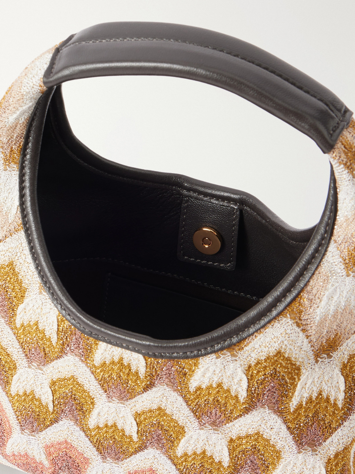 Hobo Leather-Trimmed Metallic Crochet-Knit Tote