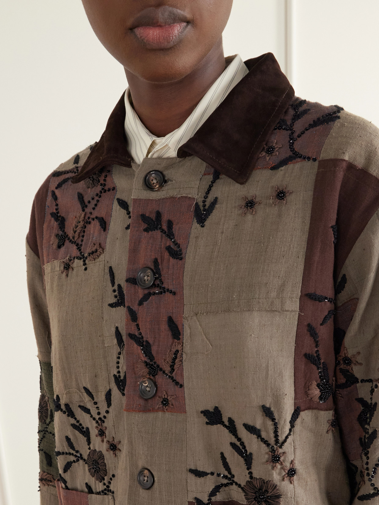 Patchwork Woven Cotton Jacket