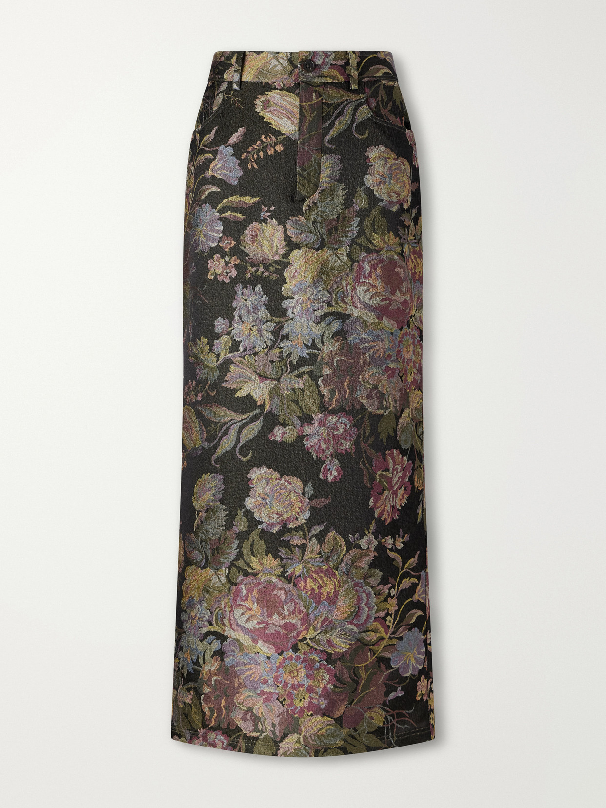 Ralph Lauren Fontaine Floral-print Silk-blend Jacquard Maxi Skirt In Multi