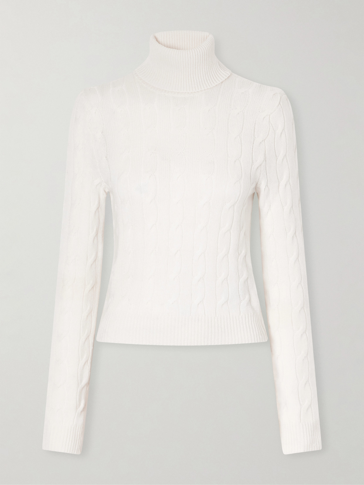 Ralph Lauren Turtleneck Cable-knit Cashmere Sweater In Neutral