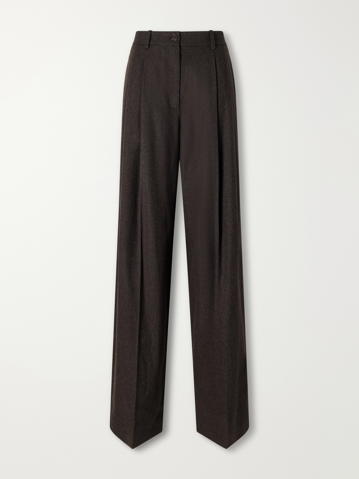 Ralph Lauren Clarice Pleated Wool Wide-leg Pants In Brown