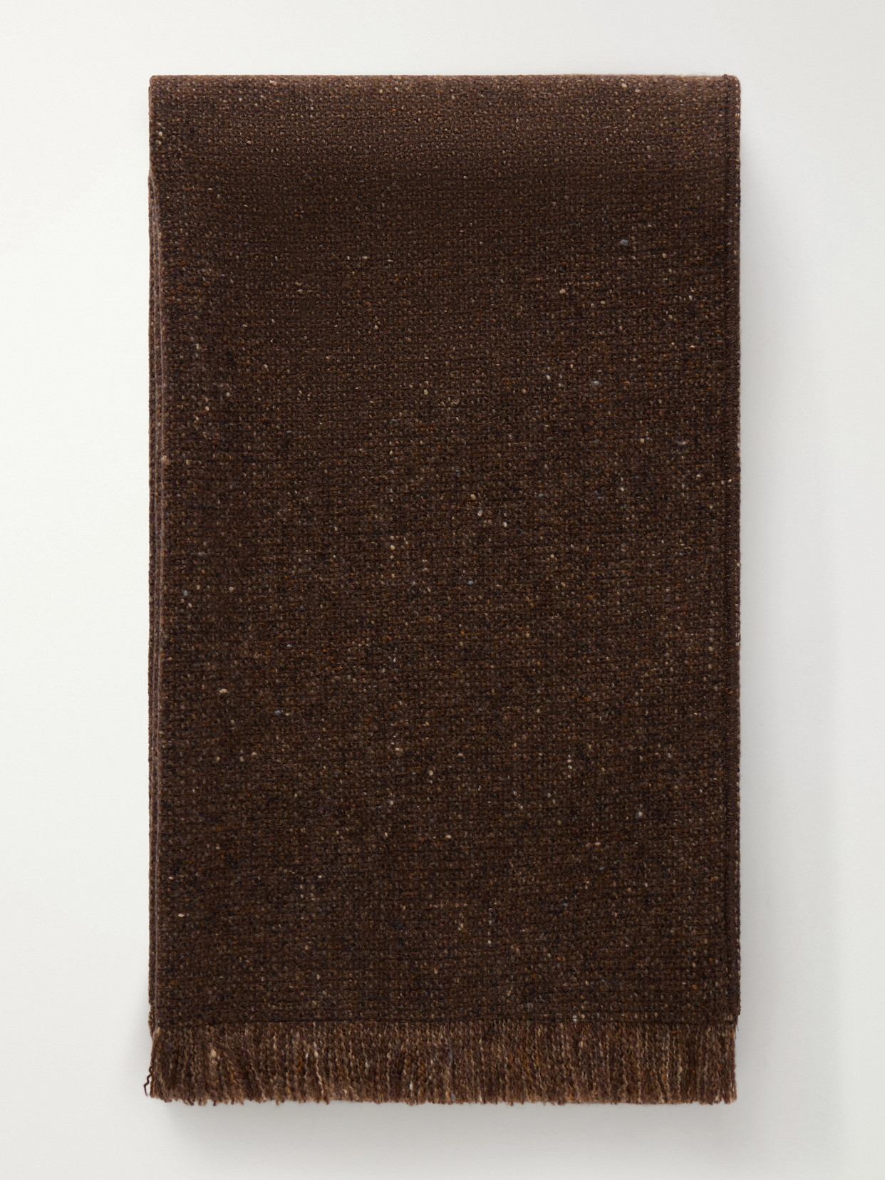 Ralph Lauren Fringed Wool-blend Scarf In Brown