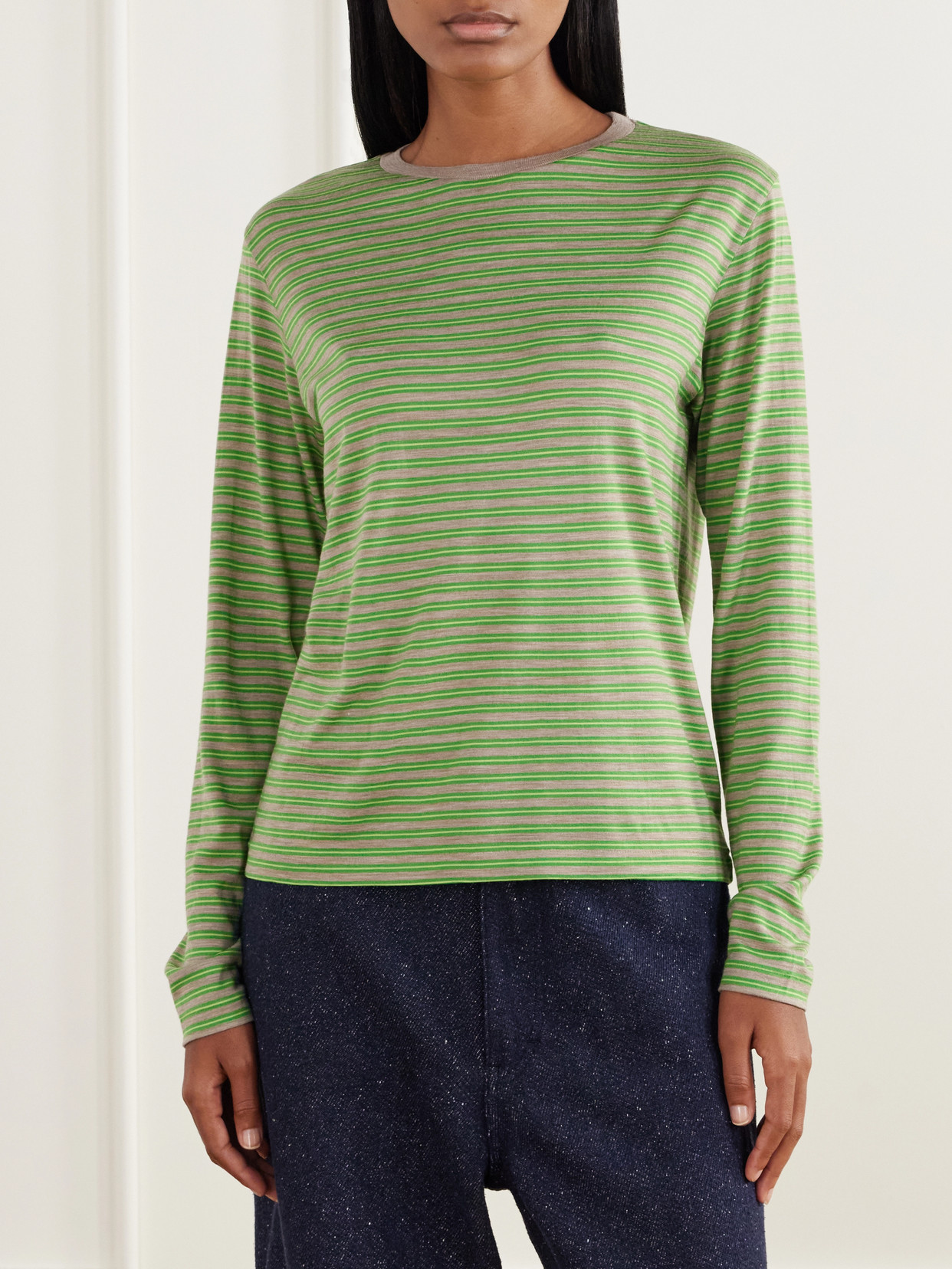 Striped Wool-Jersey T-Shirt