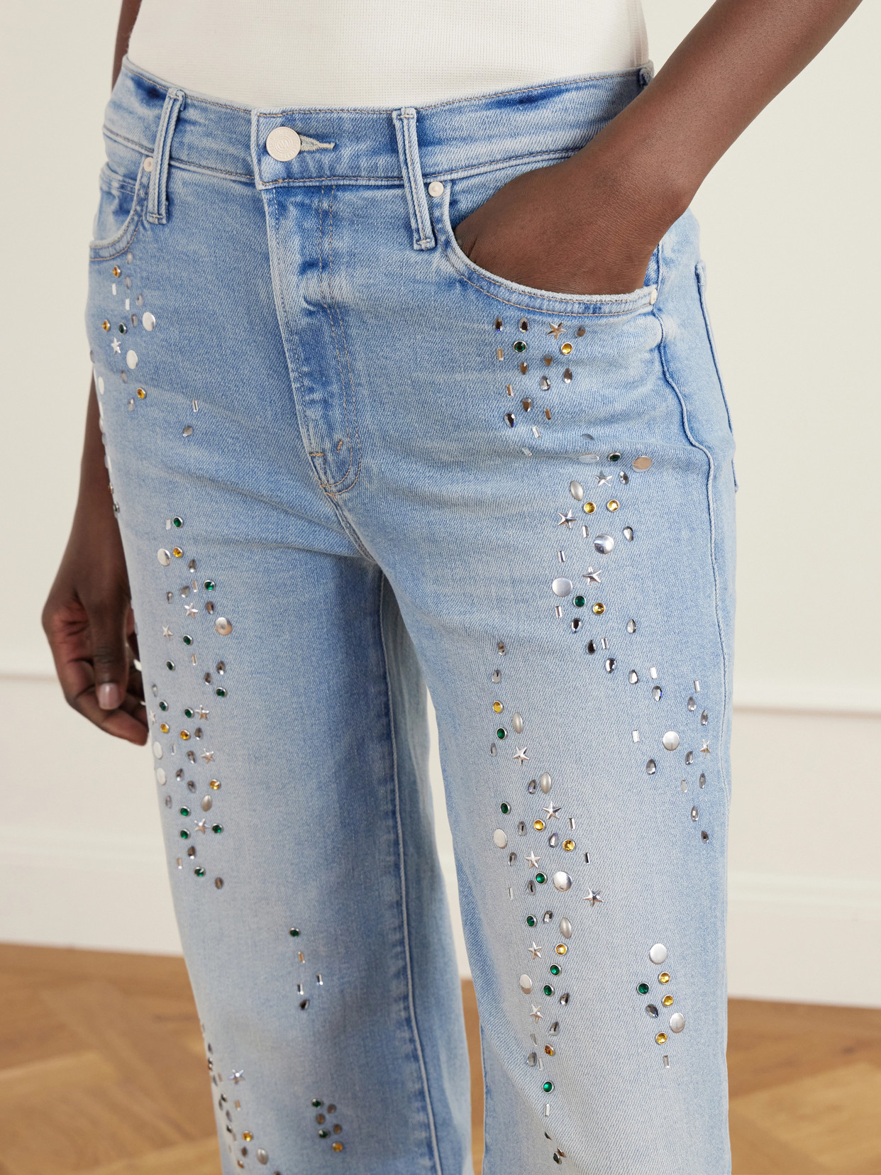 The Kick It Embellished High-Rise Straight-Leg Jeans