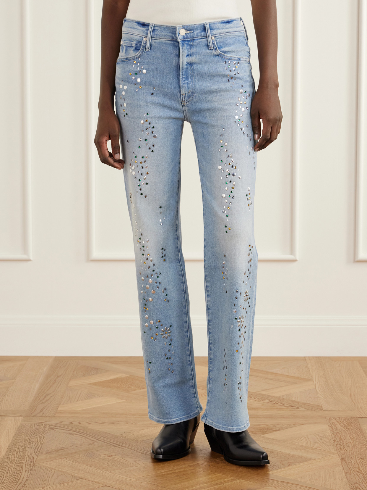The Kick It Embellished High-Rise Straight-Leg Jeans