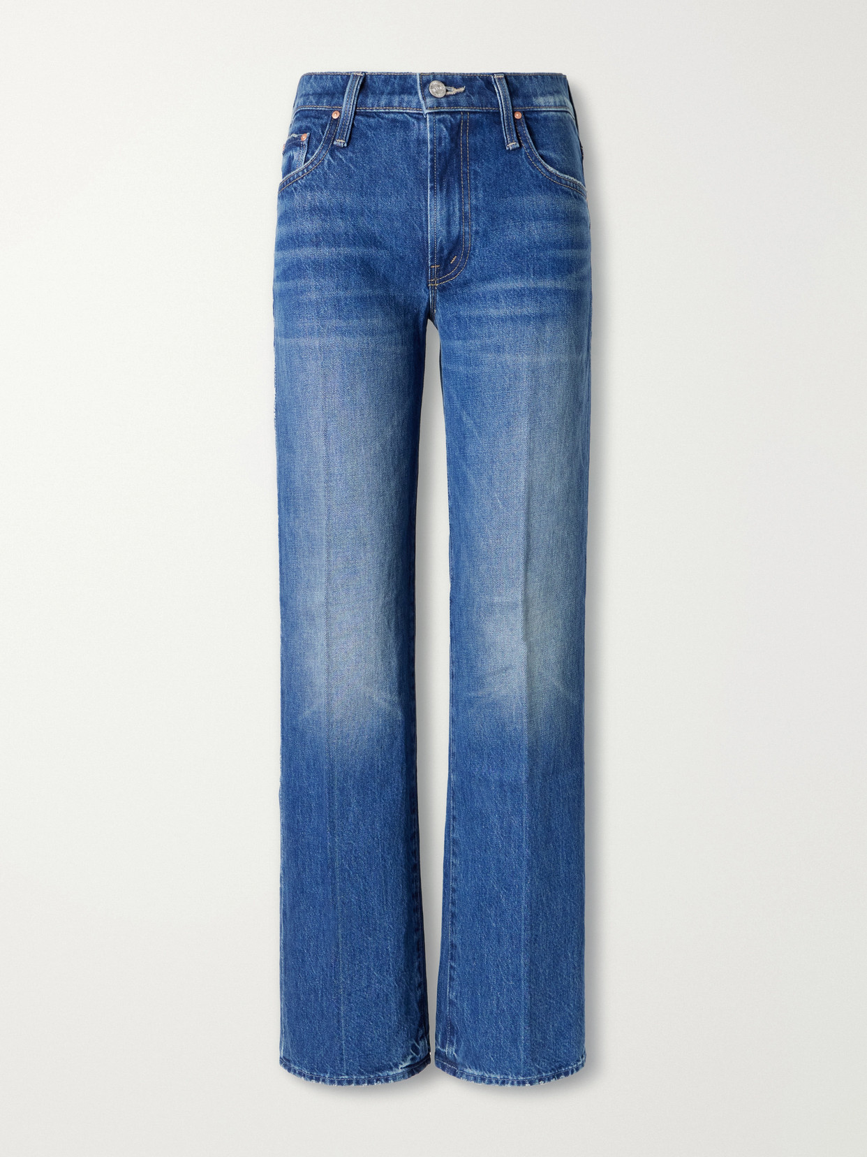 Mother The Rambler Skimp Mid-rise Straight-leg Jeans In Blue