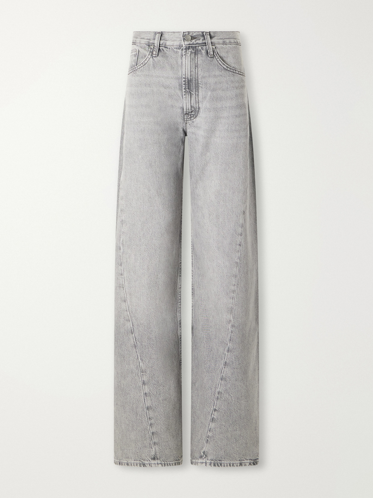 Mother The Lemon Twist Sneak High-rise Wide-leg Jeans In Gray