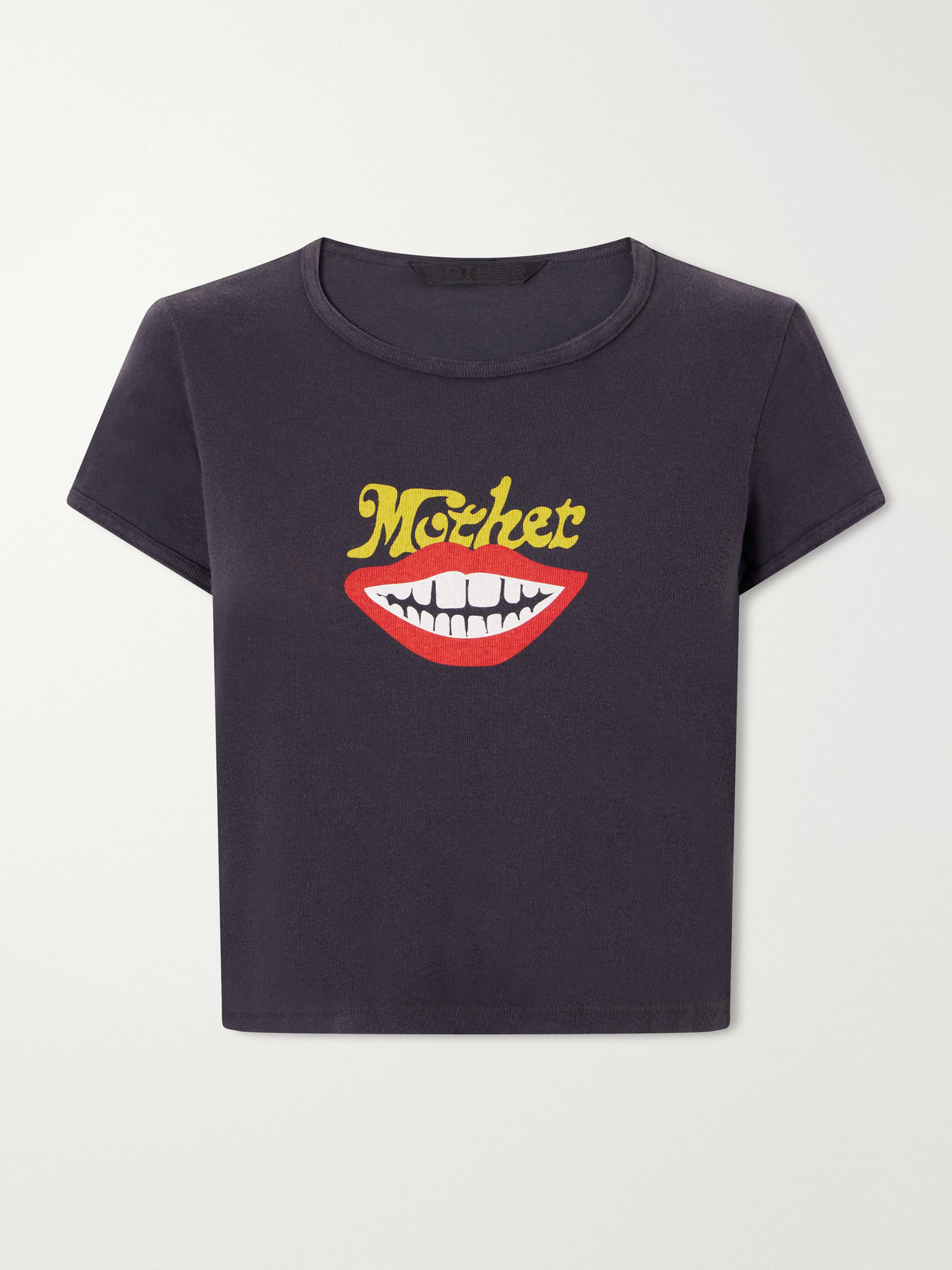 Mother The Itty Bitty Ringer Cropped Printed Cotton-jersey T-shirt In Black