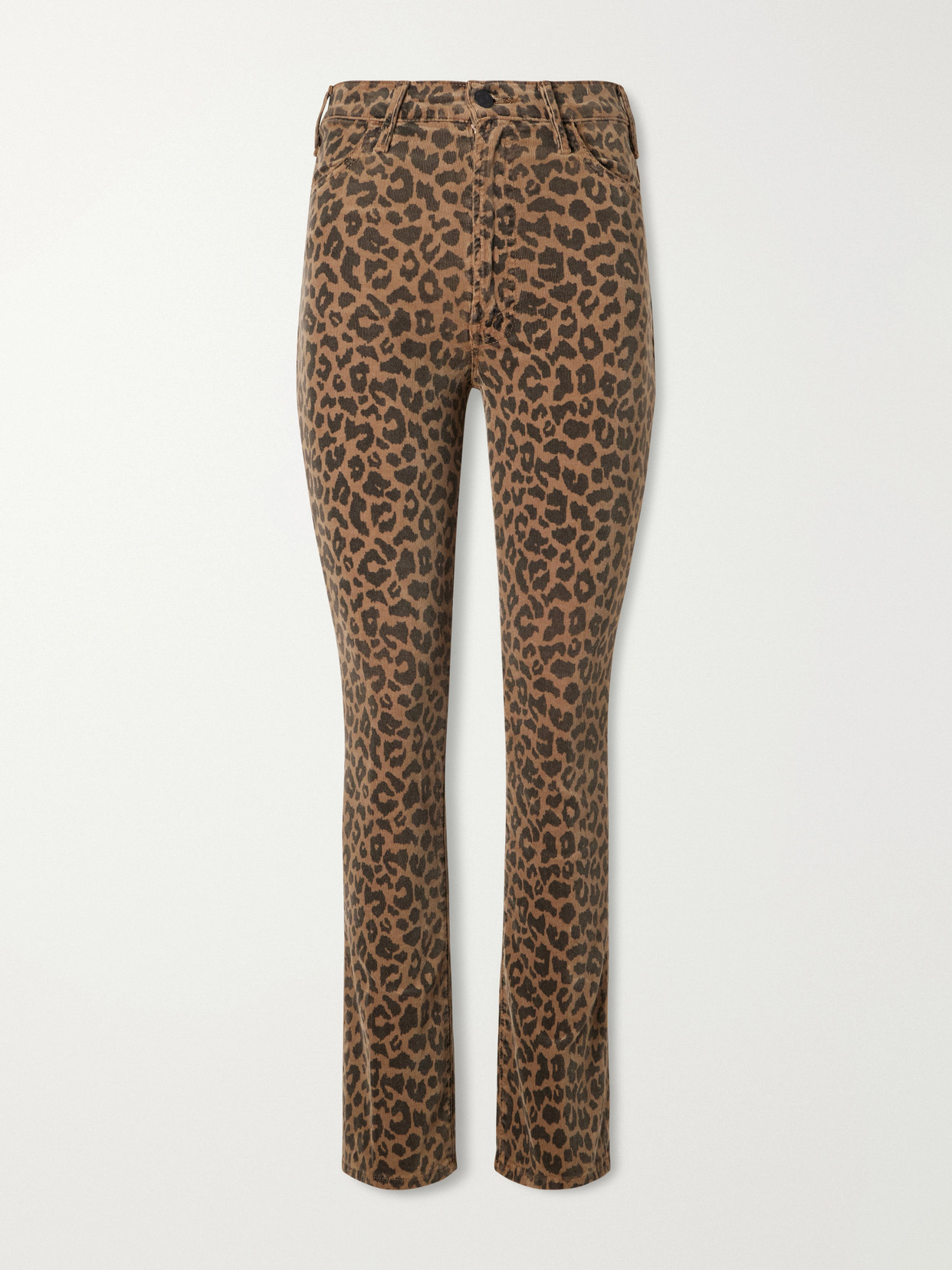 Mother The Hustler Flood Leopard-print Cotton-blend Corduroy High-rise Flared Pants In Animal Print
