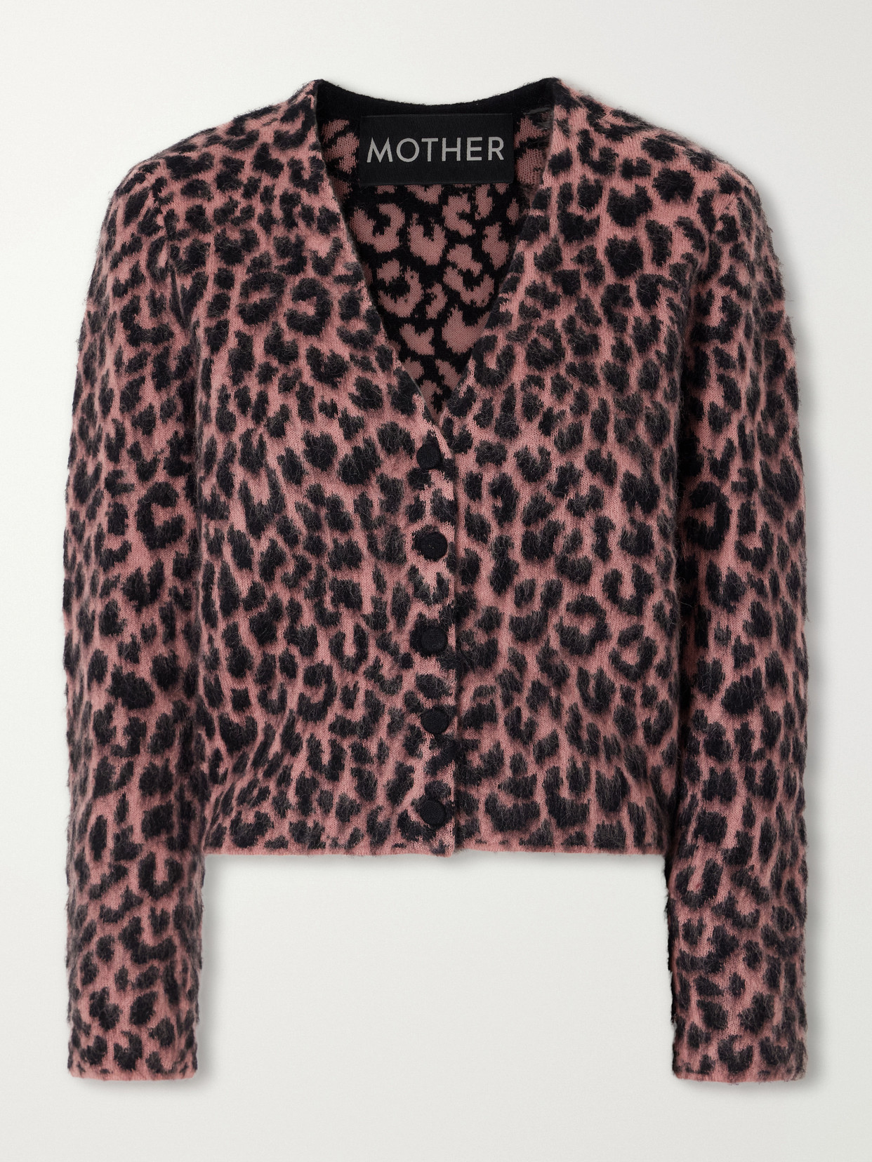 Mother The Baby Peek-a-boo Animal-printed Mohair And Wool-blend Brushed Cardigan In Animal Print
