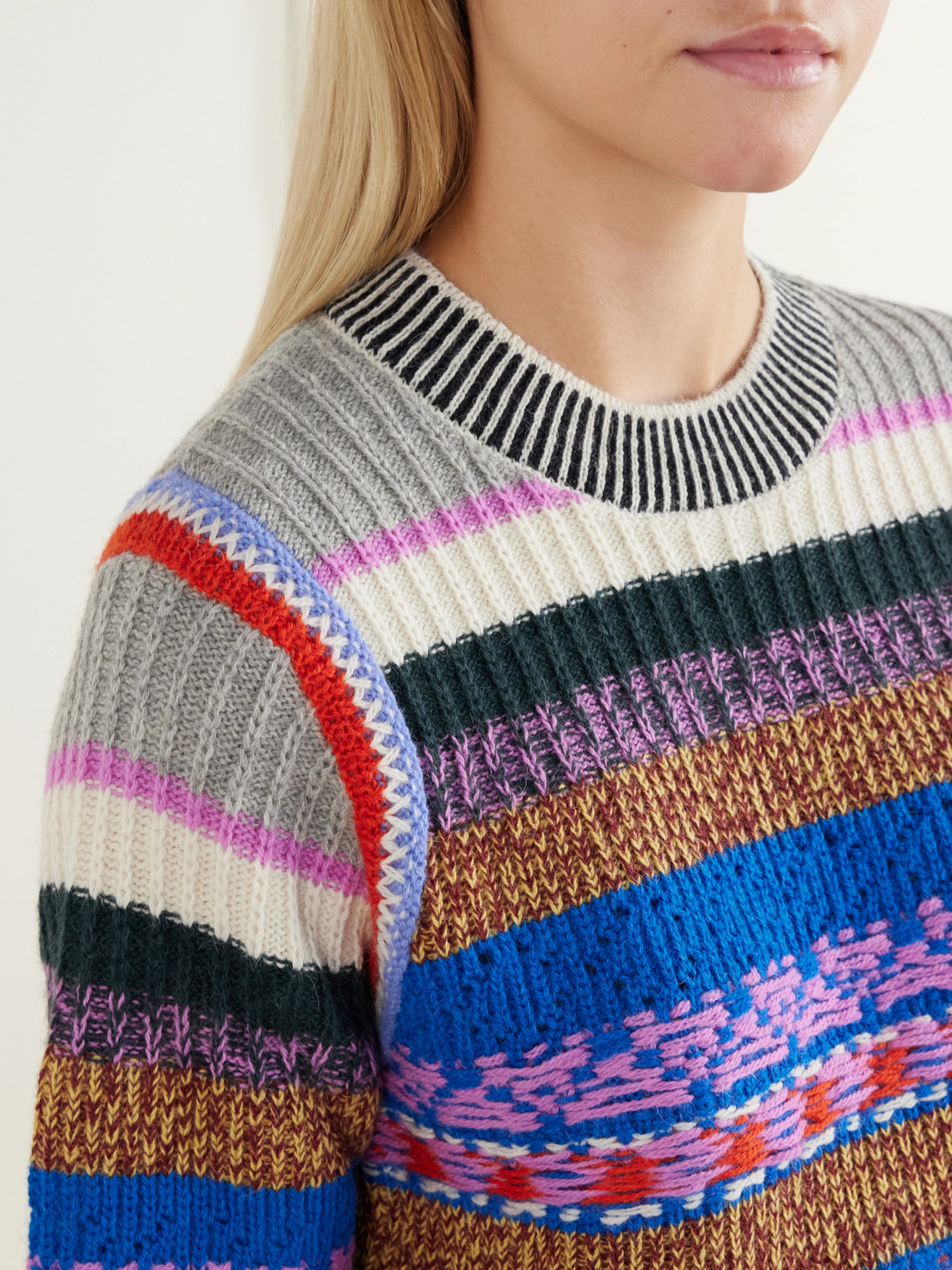 The Extra Crop Striped Alpaca And Wool-Blend Sweater