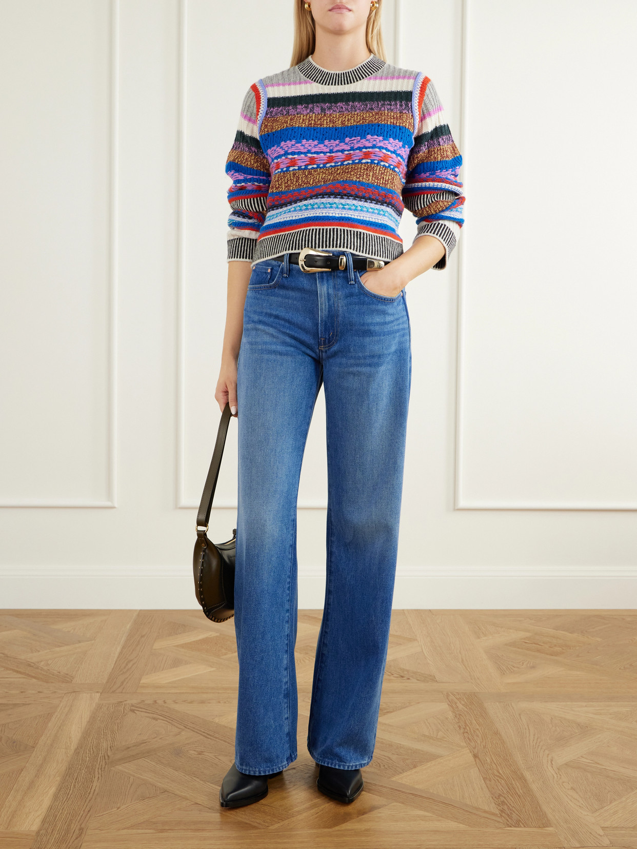 The Extra Crop Striped Alpaca And Wool-Blend Sweater